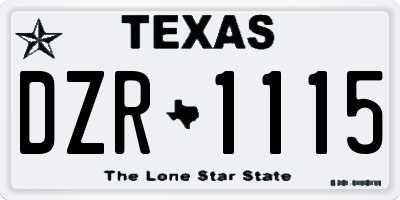 TX license plate DZR1115