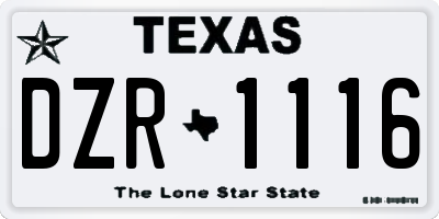 TX license plate DZR1116