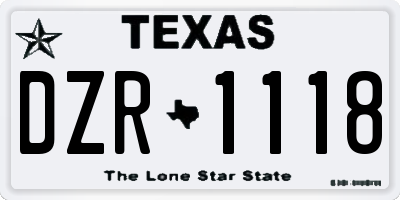 TX license plate DZR1118