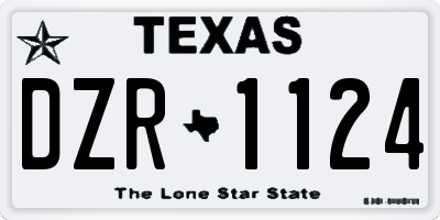 TX license plate DZR1124