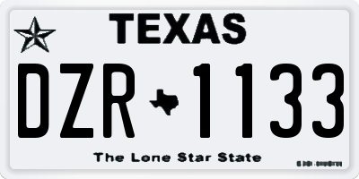TX license plate DZR1133