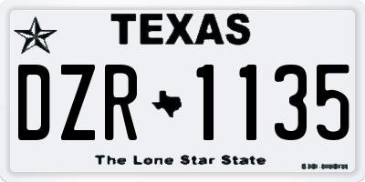 TX license plate DZR1135