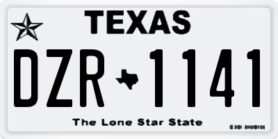TX license plate DZR1141
