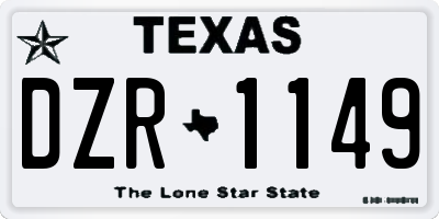 TX license plate DZR1149