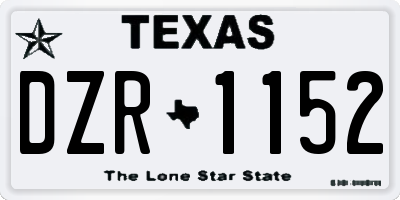 TX license plate DZR1152