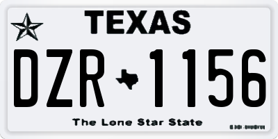TX license plate DZR1156