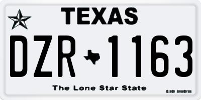 TX license plate DZR1163