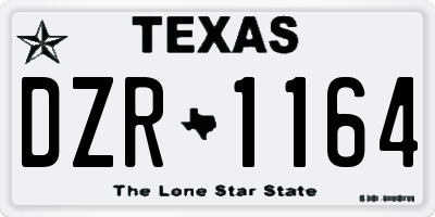 TX license plate DZR1164