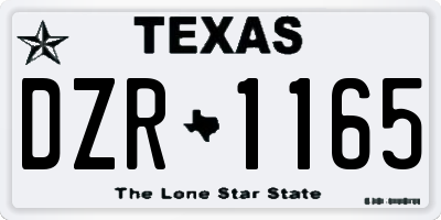 TX license plate DZR1165