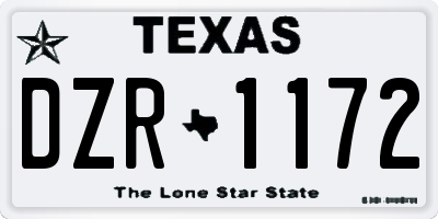 TX license plate DZR1172