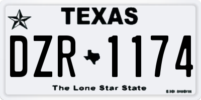 TX license plate DZR1174
