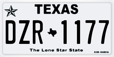 TX license plate DZR1177