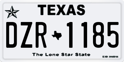 TX license plate DZR1185