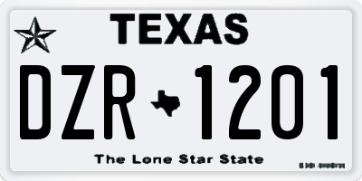 TX license plate DZR1201