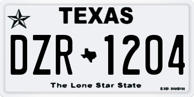 TX license plate DZR1204