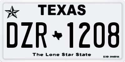 TX license plate DZR1208