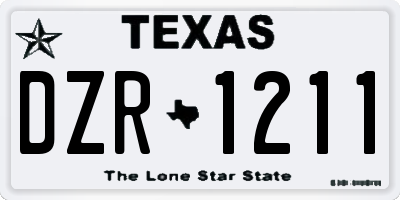 TX license plate DZR1211