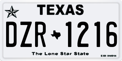 TX license plate DZR1216