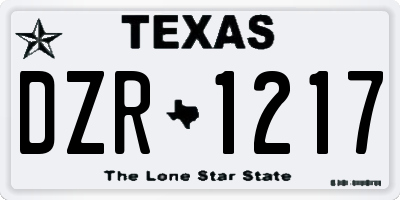 TX license plate DZR1217