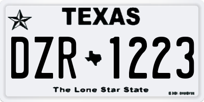 TX license plate DZR1223