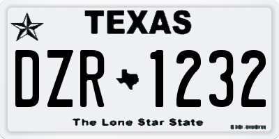 TX license plate DZR1232
