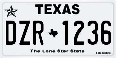TX license plate DZR1236