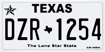 TX license plate DZR1254