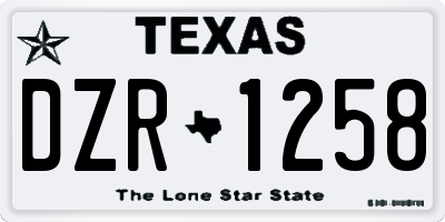 TX license plate DZR1258