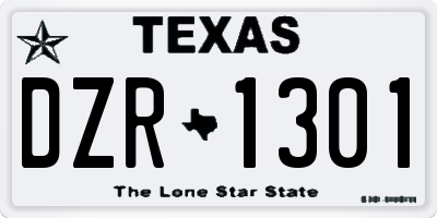 TX license plate DZR1301