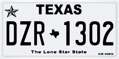 TX license plate DZR1302