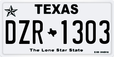 TX license plate DZR1303