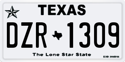 TX license plate DZR1309