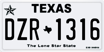 TX license plate DZR1316