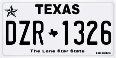 TX license plate DZR1326