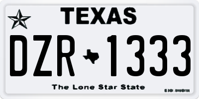 TX license plate DZR1333