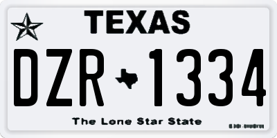 TX license plate DZR1334