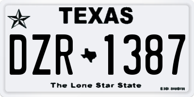 TX license plate DZR1387