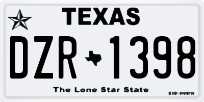 TX license plate DZR1398