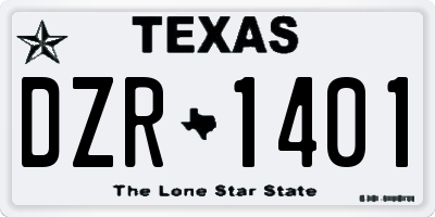 TX license plate DZR1401