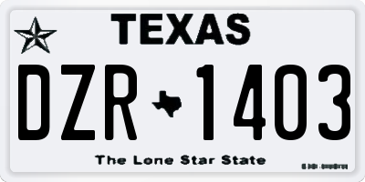 TX license plate DZR1403