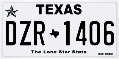 TX license plate DZR1406