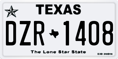 TX license plate DZR1408