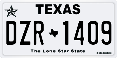 TX license plate DZR1409