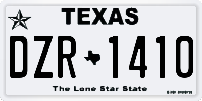 TX license plate DZR1410