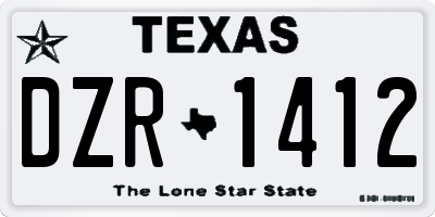 TX license plate DZR1412