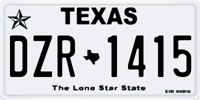 TX license plate DZR1415