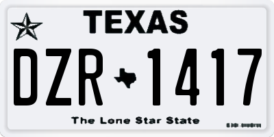 TX license plate DZR1417