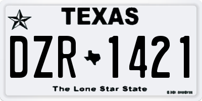 TX license plate DZR1421