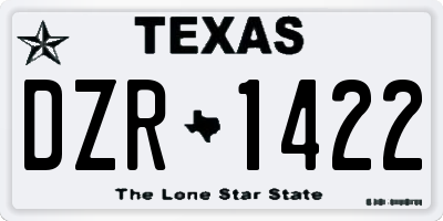 TX license plate DZR1422