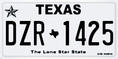 TX license plate DZR1425